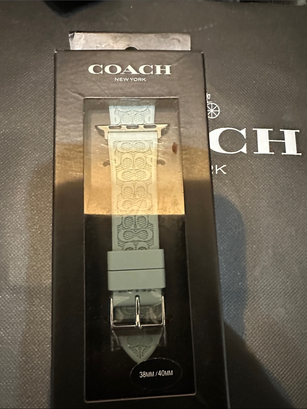 COACH BLUE Silicone Watch Band with Signature Pattern